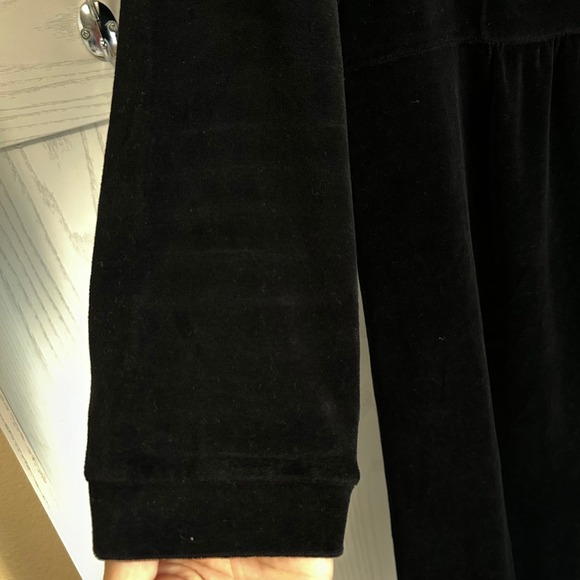 Y2K Juicy Couture USA Vintage Black Velvet Dress Gold Button Square Neck Size L - Picture 9 of 12